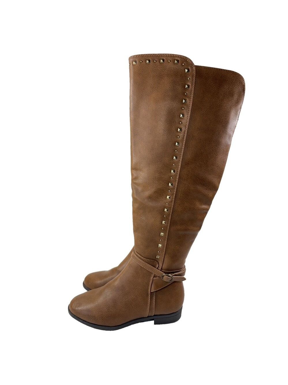 Rialto Ferrell Cognac Brown Studded Knee High Boots Size 7 M WC